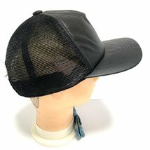 (^w^)b 本革 牛 皮 リアル レザー ハーフ メッシュ キャップ 帽子 黒 Leather CAP シンプル 無地 ワイルド スナップバック C0257EE_画像3