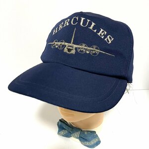(^w^)b 80s 90s ヴィンテージ 日本製 全日本帽子協会 ヘラクレス デザイン キャップ 帽子 ネイビー HERCULES C-130 ハーキュリーズ C0397EE