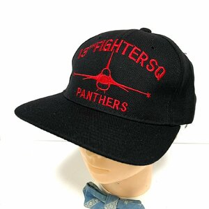 (^w^)b キャップ ハウス 80s 90s ヴィンテージ 13 TH FIGHTERSQ PANTHERS ロゴ 刺繍 キャップ 帽子 黒 CAP House ONE SIZE C0415EE