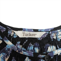 ◆良品 アメリカ製◆ Tucker タッカー シルク 絹 100% 花柄 総柄 オーバーサイズ ブラウス 黒 青 レディース S ◆送料無料◆ 1573i0_画像6