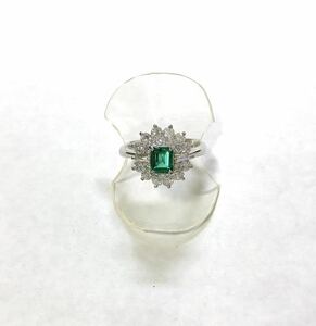 [ pawnshop Owari shop shop Tokyo ] *. another result attaching * Pt900 emerald diamond ring lady's #14