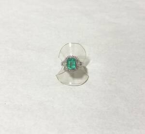 [ pawnshop Owari shop shop Tokyo ] *. another result attaching * Pt900 emerald diamond lady's ring #13 2.3ct natural beryl 