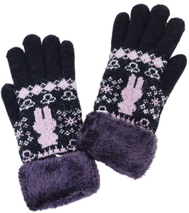  gloves miffy Miffy fur attaching Silhouette 5 fingers lady's * navy * new goods [ cat pohs shipping ( nationwide equal 220 jpy tax included )]