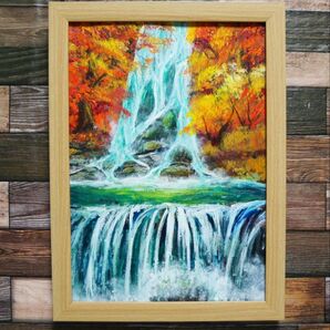 油絵 絵画 【紅葉の滝】