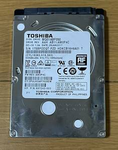 【注意判定】 TOSHIBA 東芝 500GB MQ01ABF050 2.5インチ SATA 中古品 (C)