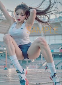 女子　陸上選手　走り幅跳び　フォト　生写真　ユニフォーム　2L判