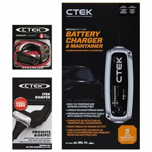CTEK シーテック バッテリー チャージャー 新世代モデル MXS5.0 正規日本語説明書付 バンパー+M8アイレット端子セット 二輪用AGM対応 新品