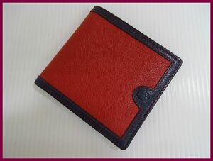 2309★M-487★トラサルディ TRUSSARDI　二つ折り財布　ウォレット　レザー　赤　紺　イタリア製　中古