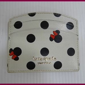 2309★M-517★kate spade NEW YORK ケイトスペード ニューヨーク ディズニーコラボ ミニーマウス カードケース カード入れ ホワイト 中古の画像1