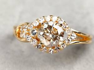 【1978M】K18ゴールド 天然ダイヤモンド 0.60ct/0.18ct/3.14g リング 指輪 ♯12号