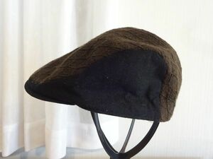 ◆ 全日本婦人帽子 ◆メンズ・紳士　ブラウン色　ハンチング サイズ５７・５cm　キャップ　帽子　ウール使用　柄入