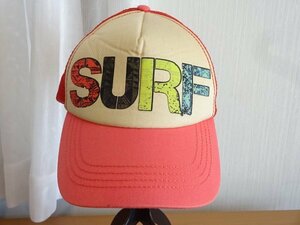 〒 BILLABONG 〒 キッズ・大人　男女兼用　トラッカーキャップ　サイズ５５cm〜５８cm　キャップ　帽子　赤色帽子　SURF