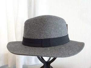 《ヒデトレーディング》 メンズ・紳士　灰色帽子　中折れハット　サイズ５７cm〜５９cm　キャップ　帽子　ウール使用