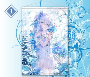 【新品未開封】TRINITY Fine-Art's Design おにねこ/イラフェス blue garden WスエードB2タペストリー