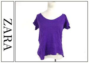 【A02】【ZARA BASIC ザラ Tシャツ M 紫】ns