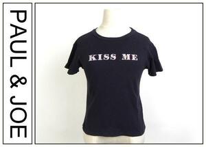 【A04】【PAUL&JOEポール&ジョー KISS ME Tシャツ紺1