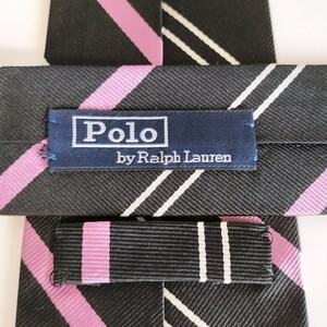 POLO by RALPH LAUREN（ ポロバイラルフローレン）黒ピンクストライプネクタイ