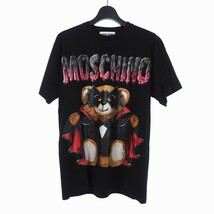 未使用品 モスキーノ MOSCHINO 20SS バッド テディベア プリント Tシャツ カットソー 半袖 オーバーサイズ M ブラック 黒 A0711 レディース_画像1