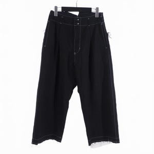 サルバム sulvam 19SS hight waist PT ハイウエスト カットオフ パンツ スラックス S ブラック sj-p01-100 メンズ