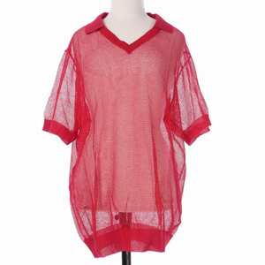 未使用品 メゾンマルジェラ Maison Margiela 21SS メッシュ ポロシャツ カットソー 半袖 M レッド 赤 S30GL0038 国内正規 レディース