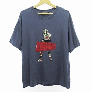 ヒステリック Hysteric 02221CT05 VIXEN GIRL刺繍 Tシャツ カットソー 半袖 ロゴ ネイビー 紺 L 0911 メンズ