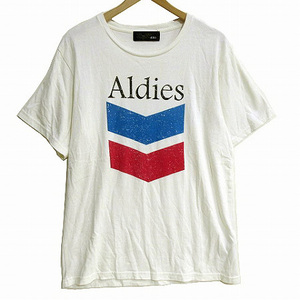 アールディーズ ALDIES Tシャツ 半袖 ロゴ プリント 丸首 白 アイボリー M ■GY99 メンズ