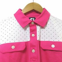 フットジョイ FootJoy ポロシャツ 半袖 ゴルフ ウエア ドット 水玉 ロゴ刺繍 XL 大きいサイズ ピンク 白 ■GY08 X メンズ_画像3