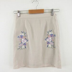 mi-aMIIA miniskirt tight embroidery beige F *A158 lady's 