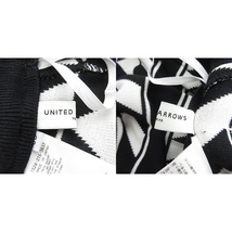 ユナイテッドアローズ UNITED ARROWS スカート タイト ひざ丈 ウエストゴム ニット 厚手 コットン 総柄 38 黒 白 レディース_画像6