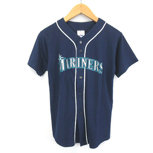 マジェスティック MAJESTIC MLB SEATTLE MARINERS シアトルマリナーズ ベースボール シャツ 半袖 紺 M メンズ