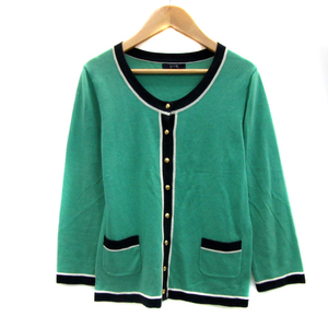  Rope ROPE knitted cardigan round neck plain M multicolor green green /YS29 lady's 