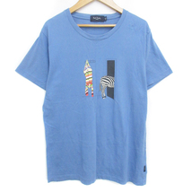 ポールスミスジーンズ Paul Smith JEANS Tシャツ カットソー 半袖 ラウンドネック プリント M 青 ブルー /FF29 メンズ_画像1