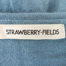 ストロベリーフィールズ STRAWBERRY-FIELDS カーディガン ミドル丈 ラウンドネック 無地 ウール ブルーグリーン /YK20 レディース_画像4