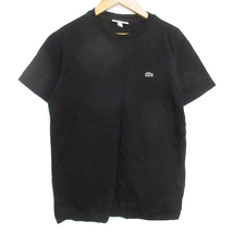 ラコステ LACOSTE Tシャツ カットソー 半袖 クルーネック ロゴ刺? XXS 黒 ブラック /FF47 メンズ_画像1