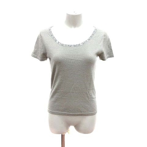  Indivi INDIVI knitted cut and sewn beads short sleeves 38 gray /YK lady's 