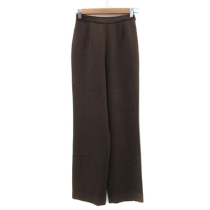  Queens Court QUEENS COURT wide pants long height total pattern wool 1 tea Brown beige /YS6 #MO lady's 