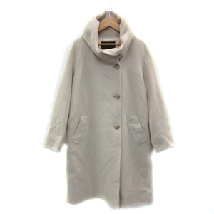  SunaUna Sunauna stand-up collar coat long height plain wool 38 light beige /YS3 lady's 