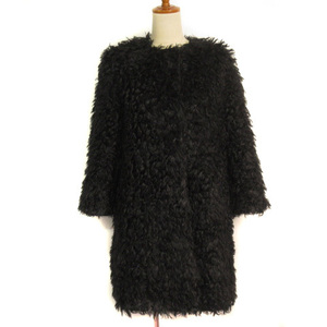  Est ne-shon screw ESTNATION bis fake fur coat no color shaggy 38 black black lady's 