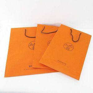 エルメス HERMES 3枚セット 紙袋 ショッパー ショップ袋 純正 付属品 ロゴ オレンジ系 その他