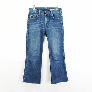 ディーゼル Sandy-Kick 0684K デニム ジーンズ ボトムス クロップド フレア ユーズド加工 裾カットオフ ストレッチ 27 インディゴブルー ※