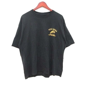 ロデオクラウンズ Rodeo Crowns Tシャツ カットソー 五分袖 クルーネック バックプリント オーバーサイズ L 黒 ブラック /CT レディース