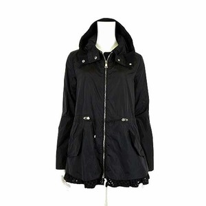 モンクレール MONCLER ロータス LOTUS ナイロン ジャケット コート フード 裾フリル ノーカラー S 0 黒 ブラック 国内正規品