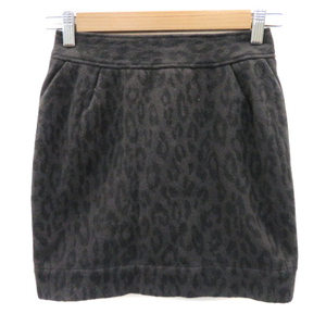  Hysteric Glamour HYSTERIC GLAMOUR tight skirt mini height leopard print Leopard pattern wool XS gray /YK6 lady's 