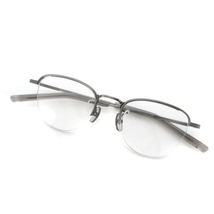 未使用品 フォーナインズ 999.9 O-50T メガネ めがね 眼鏡 ハーフリム 度なし シルバーカラー 48□21 アイウェア メンズ_画像1
