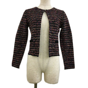  Untitled UNTITLED cardigan knitted no color tweed style multicolor long sleeve 0 black purple black purple ru lady's 