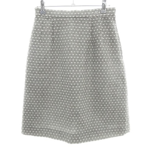  Courreges courreges skirt pcs shape knee height side fastener wool polka dot dot 67 gray white white bottoms /BT lady's 