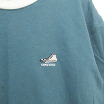 コンバース CONVERSE Tシャツ カットソー 半袖 クルーネック ロゴ刺? M エメラルドグリーン 白 ホワイト /FF25 メンズ_画像3