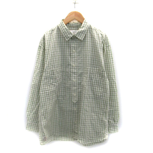 イッカ ikka カジュアルシャツ 長袖 チェック柄 XL 大きいサイズ グリーン 緑 アイボリー /SM3 ■MO メンズ