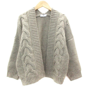  Urban Research Sunny lable URBAN RESEARCH cardigan middle height front opening thick cable braided wool .F gray /YM35 lady's 