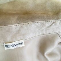 エルメス HERMES マルジェラ期 スエード レザー ヴァルーズ シャツ プルオーバー 34 ベージュ系 フランス製 無地 レディース_画像7